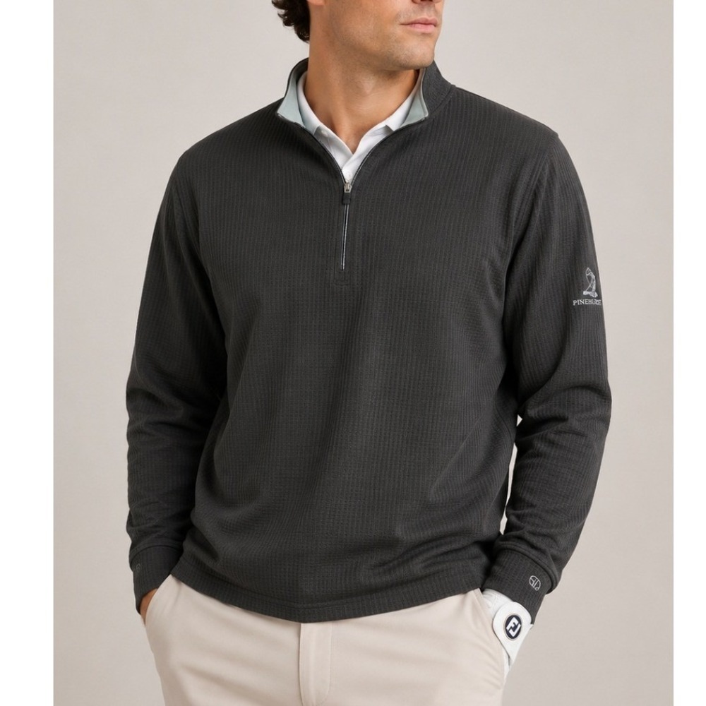 Straight Down XXXL Waffle Knit Quarter Zip Pullover Gray Golf Top Parners N Pals